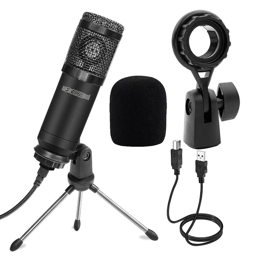 5Core Recording Microphone Podcast Bundle Professional Condenser Cardioid Mic Kit w Desk Stand