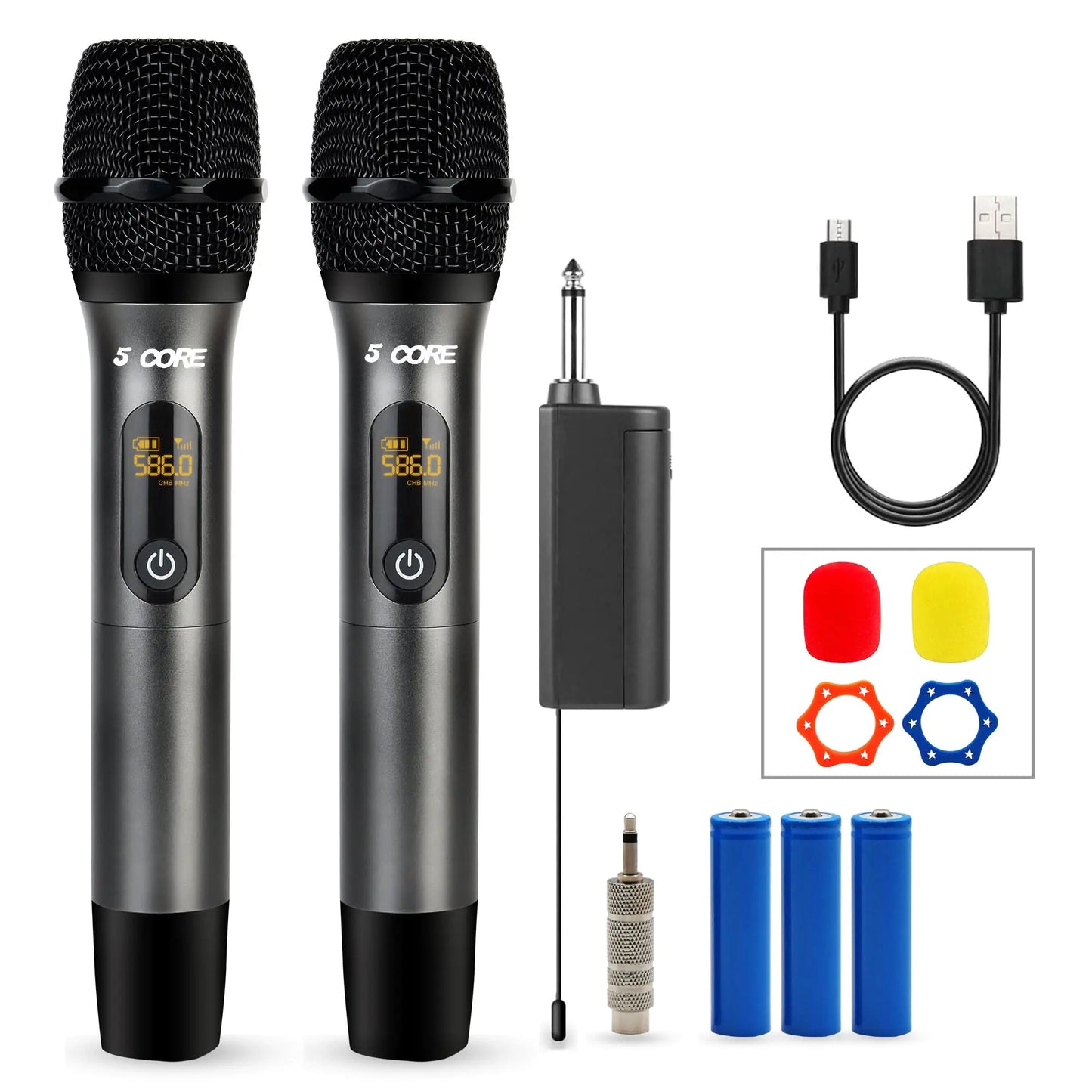 5Core Wireless Microphone Pair UHF Handheld Microfonos Inalambricos Cordless Mic GRAY