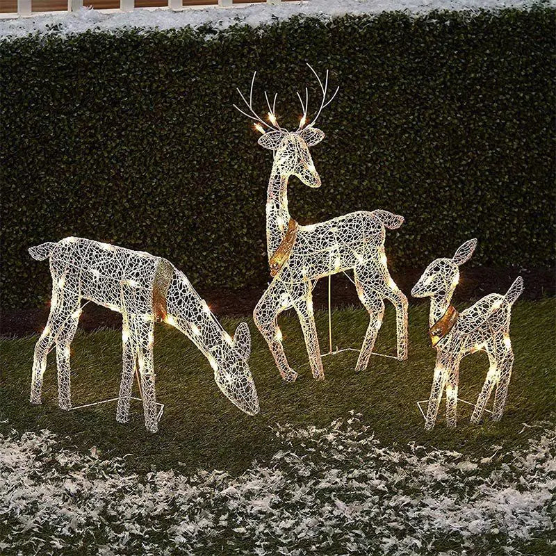 3-Piece Christmas LED Wrought Iron Deer Set