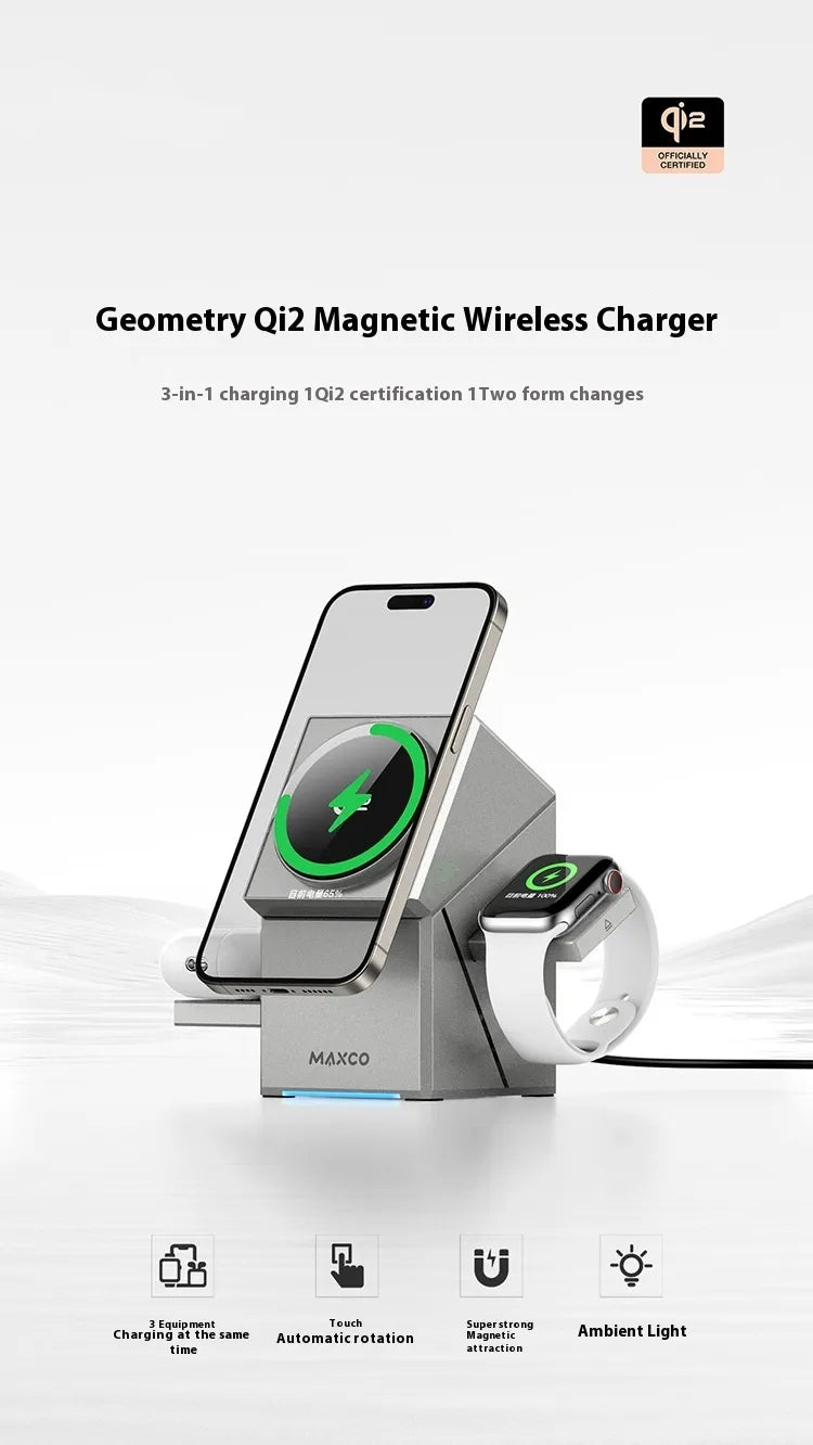 Qi2 Protocol Magnetic Touch Rotating Wireless Charger